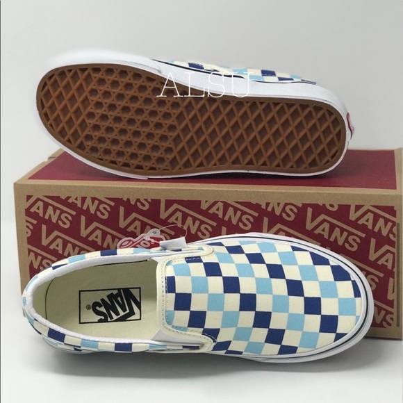 💖MEGA SALE💖VANS Classic Slip On Checkerboard Casual Blue az  Men’s  VN0A38F7QC - Picture 6 of 11